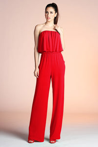 Strapless Jumpsuit : True Red