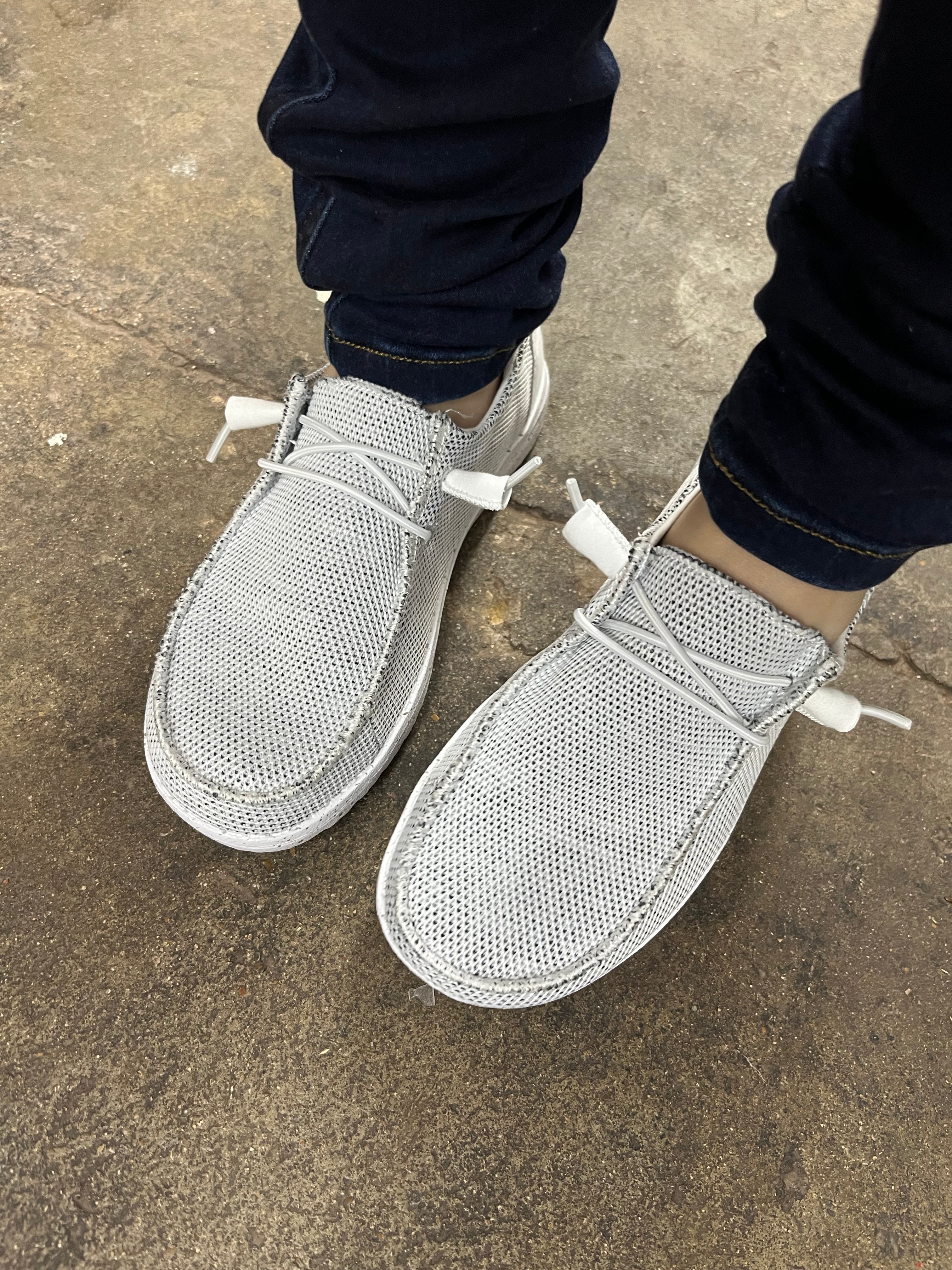 “ WENDY “ | WOMEN HEY DUDE STRETCH SLIP ON SHOE LIGHT GREY  121410705