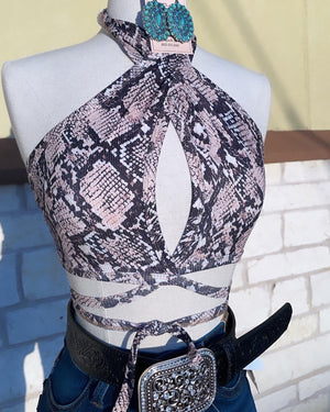 SNAKE PRINT CROP TOP