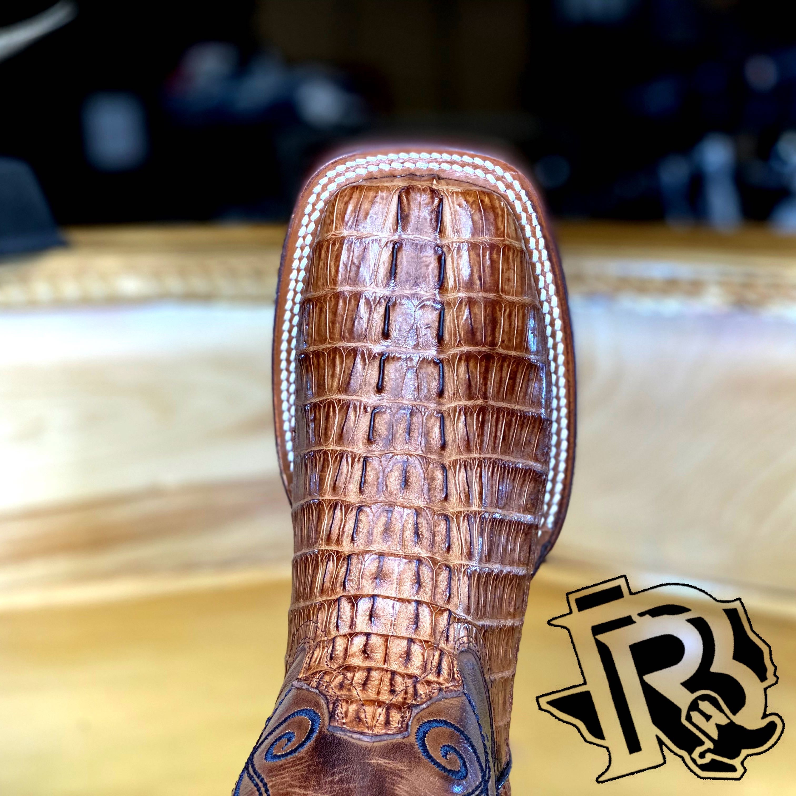 CAIMAN TAIL ORIGNAL | TAN SQUARE TOE MEN SQUARE TOE BOOTS