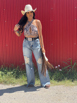 SNAKE PRINT CROP TOP