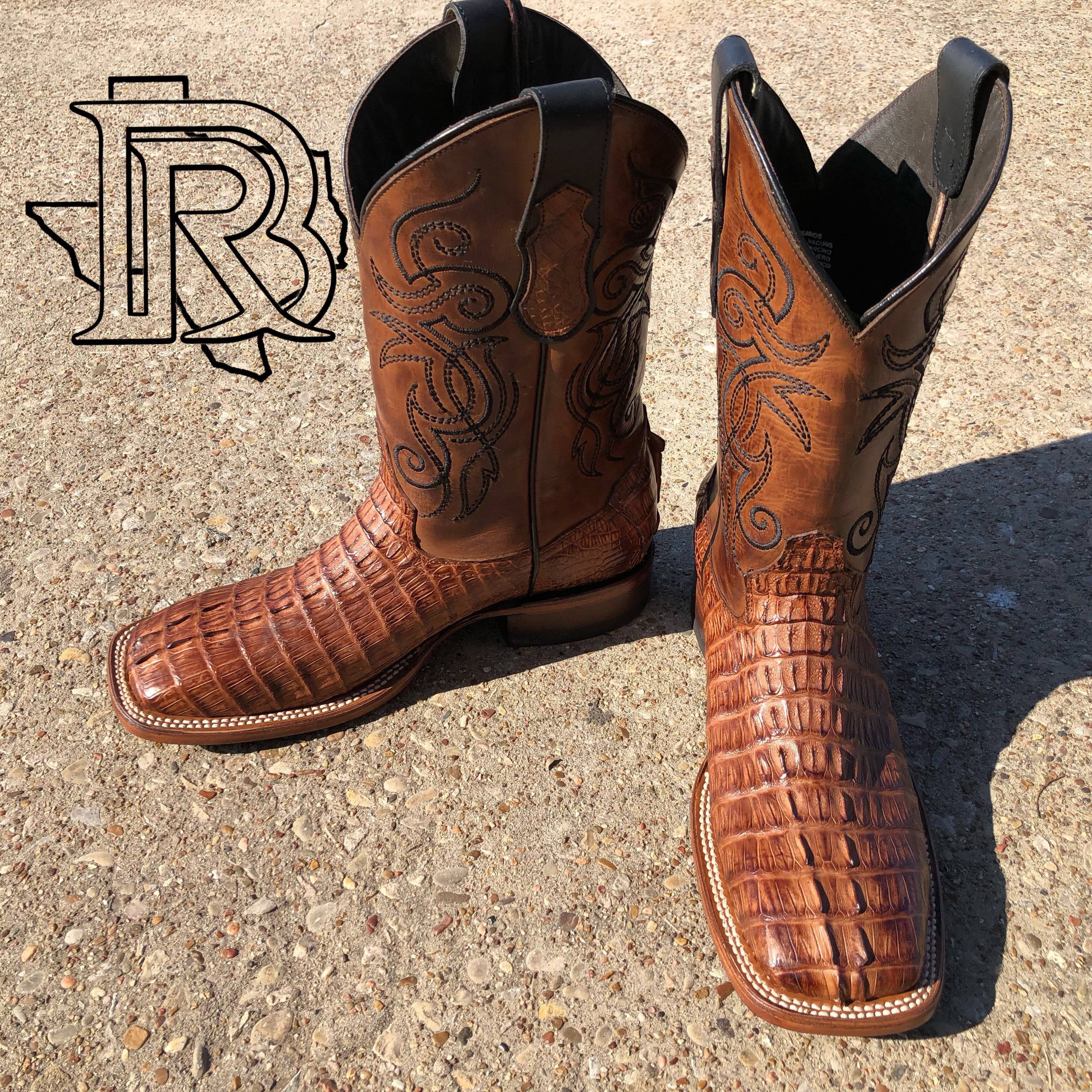 CAIMAN TAIL ORIGNAL | TAN SQUARE TOE MEN SQUARE TOE BOOTS