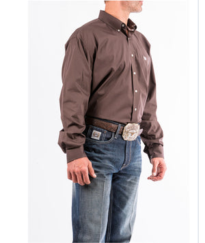 CINCH MENS LONG SLEEVE SHIRT SOLID - BROWN MTW1104236