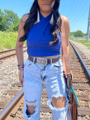 BLUE CROP TOP