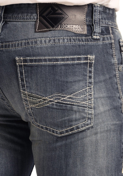 Revolver Straight Leg Reflex Jeans in Medium Wash M1R3408 ROCK & ROLL DENIM