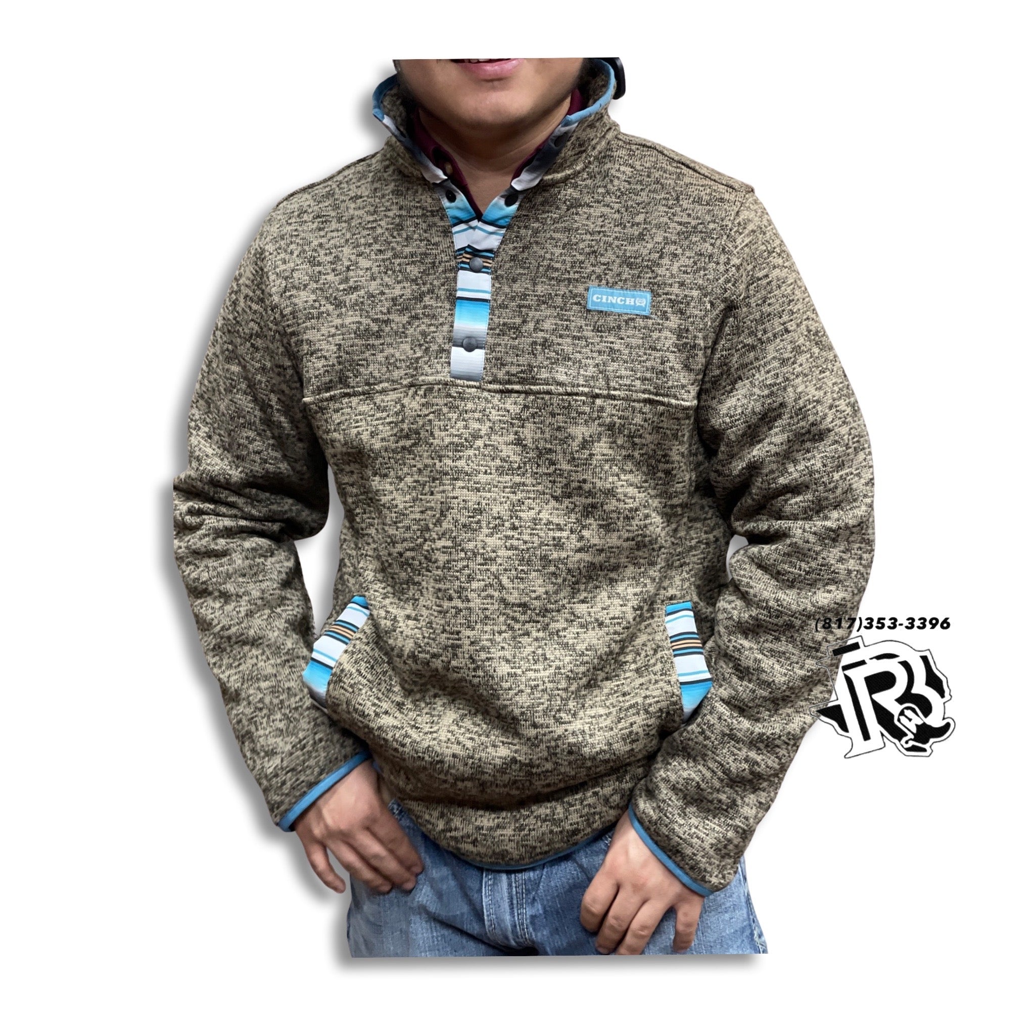 “ Russell “ | CINCH MEN'S HEATHERED SOLID TRIMMED 1/4 SNAP FRONT KNIT PULLOVER BROWN  MWK1534002