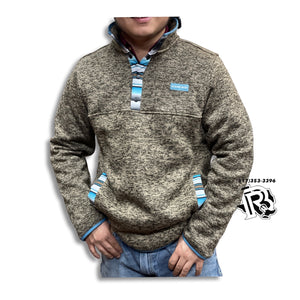 “ Russell “ | CINCH MEN'S HEATHERED SOLID TRIMMED 1/4 SNAP FRONT KNIT PULLOVER BROWN  MWK1534002