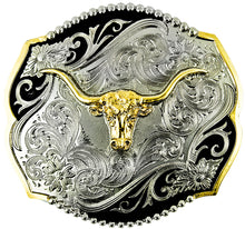 Load image into Gallery viewer, Longhorn Engraved 2 Tone Buckle by Taylor Brand TBB4000LH