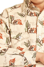 Load image into Gallery viewer, DALE BRISBY BOYS&#39; TAN CACTUS PRINT LONG SLEEVE WESTERN SHIRT (B8S8102)