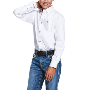 ARIAT KID SHIRT | SOLID WHITE LONG SLEEVE