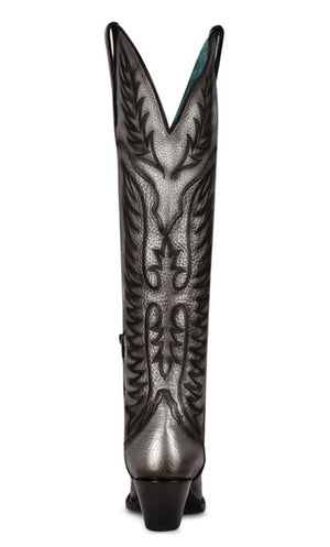 Women Corral Boots | Matte Silver Black Stitched A4213