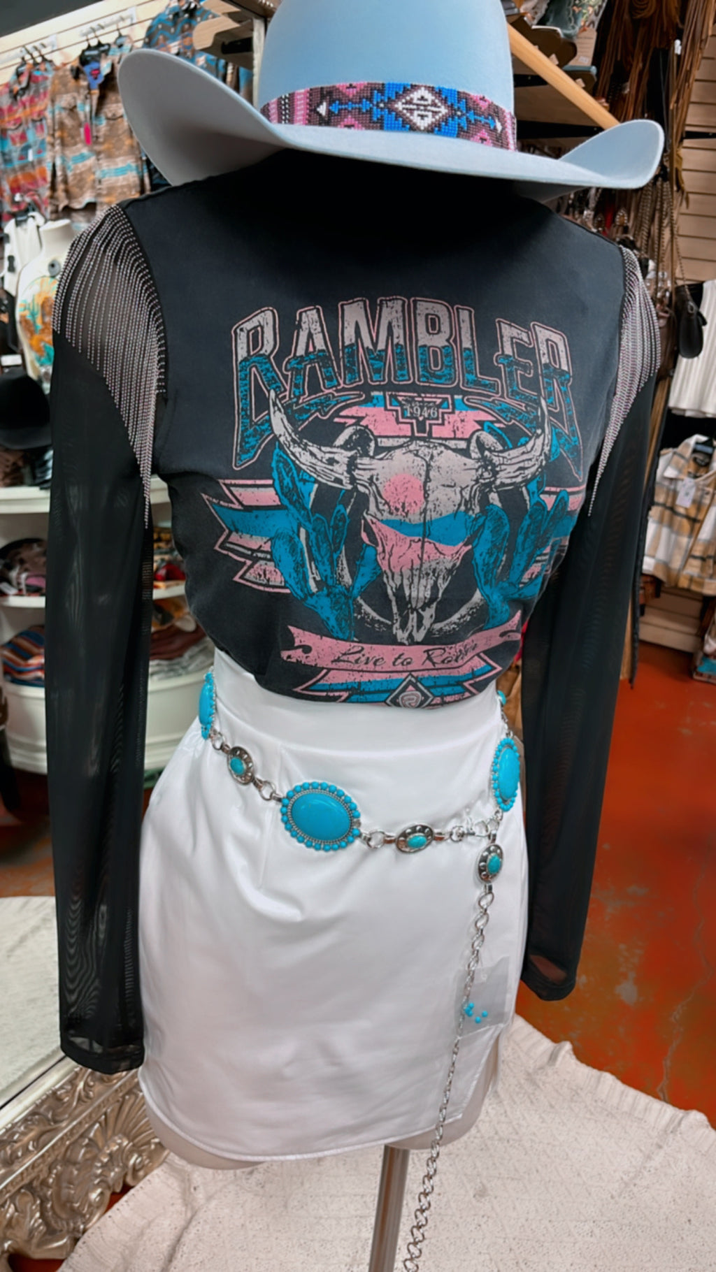Women chain fringe graphic tank charcoal rock & roll |RRWT20R0YO