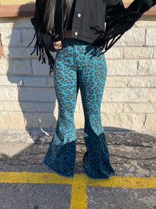 BLUE CHEETAH BELL BOTTOMS