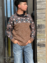 Load image into Gallery viewer, “ Stevie ” | Tan Pullover with Brown Tan Aztec Pattern