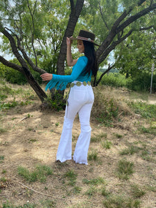 Turquoise Fringe Bodysuit