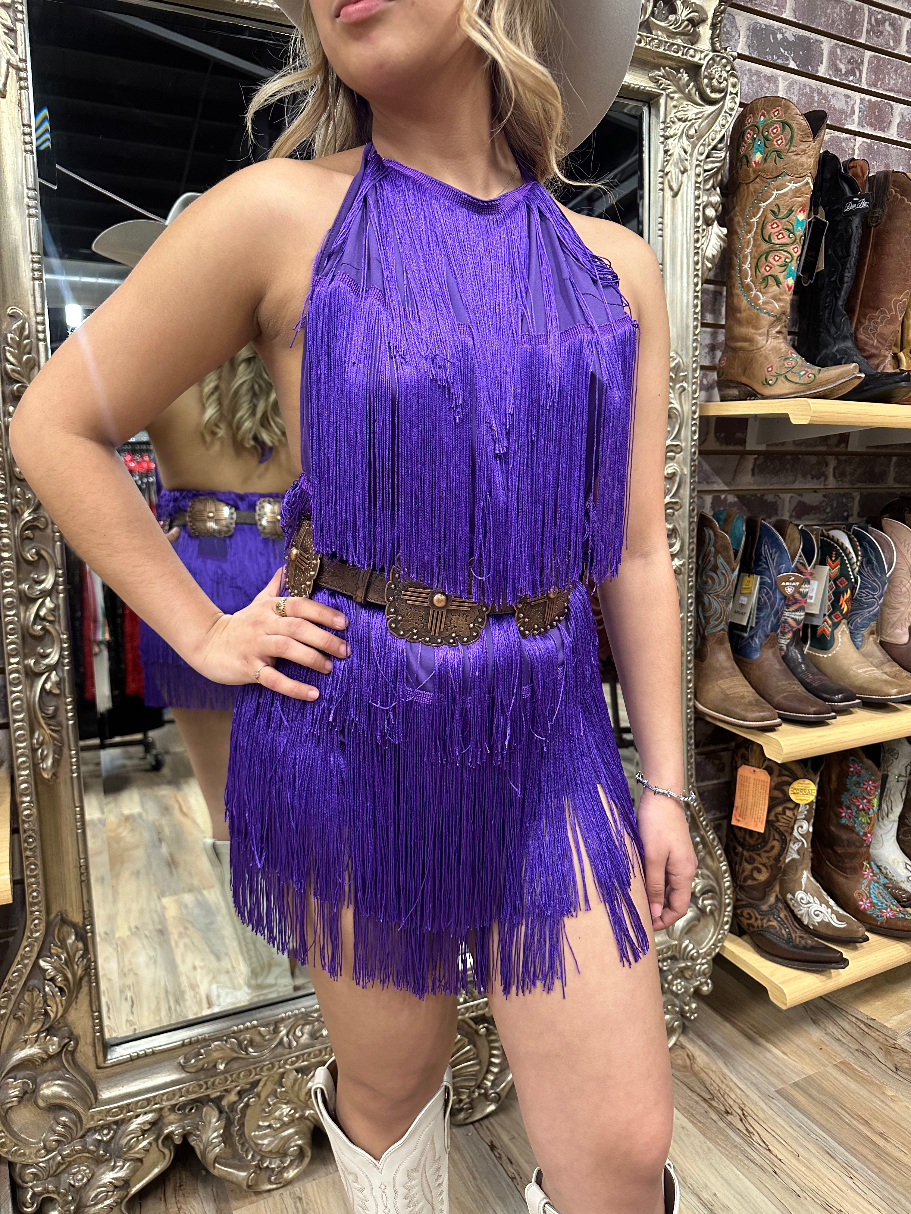 Lia purple fringe romper