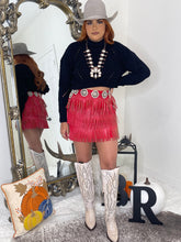 Load image into Gallery viewer, LAURA FAUX LEATHER FRINGE SKIRT RED