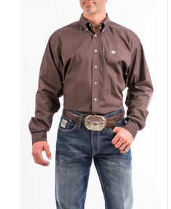 CINCH MENS LONG SLEEVE SHIRT SOLID - BROWN MTW1104236