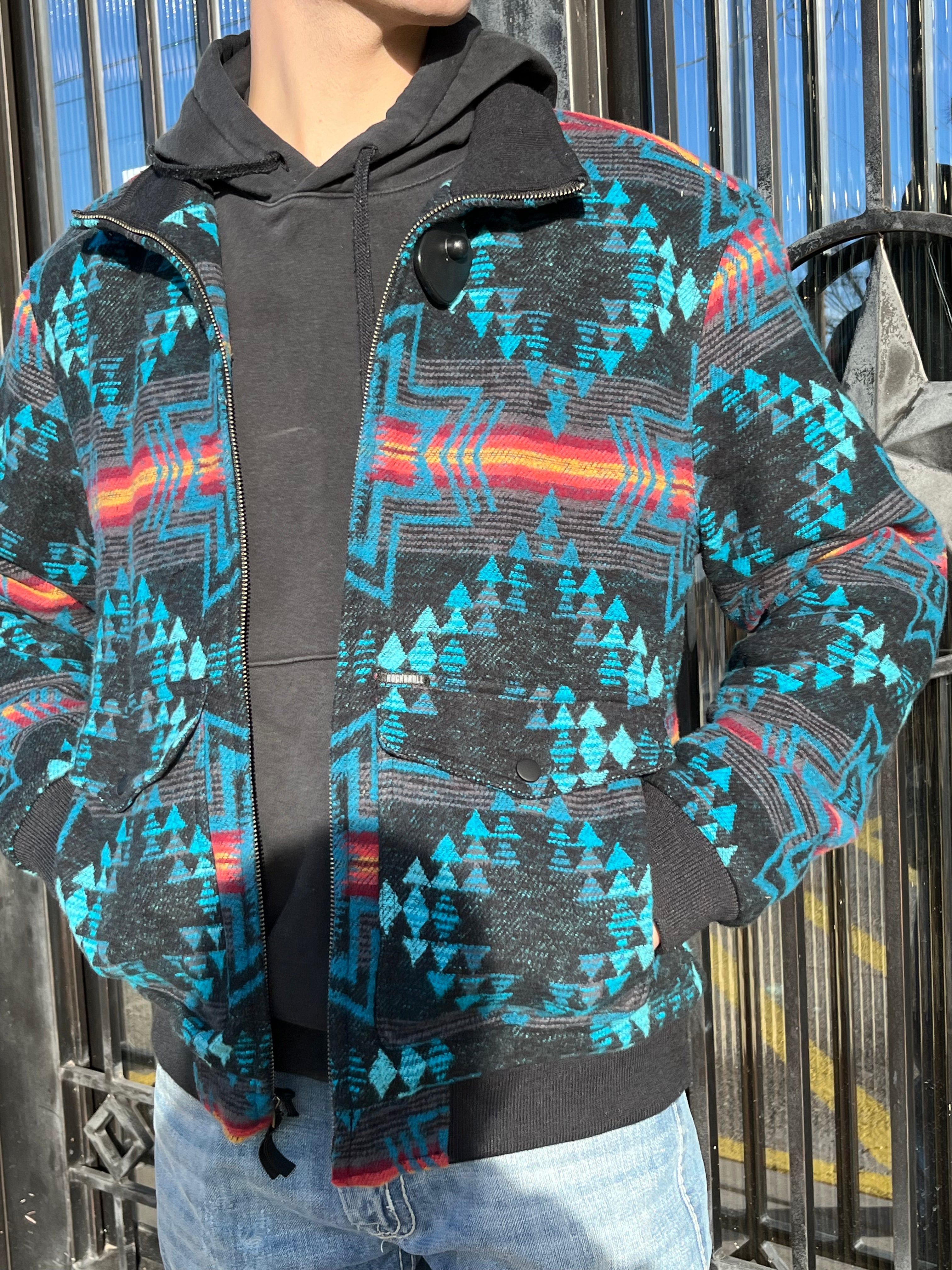 “ Fernando “ | Rock&Roll Cotton Aztec Bomber Coat Outerwear |RRMO92RZX4