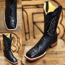Load image into Gallery viewer, Original -Ostrich Boots | Black Men Western Square Toe Boots Arango