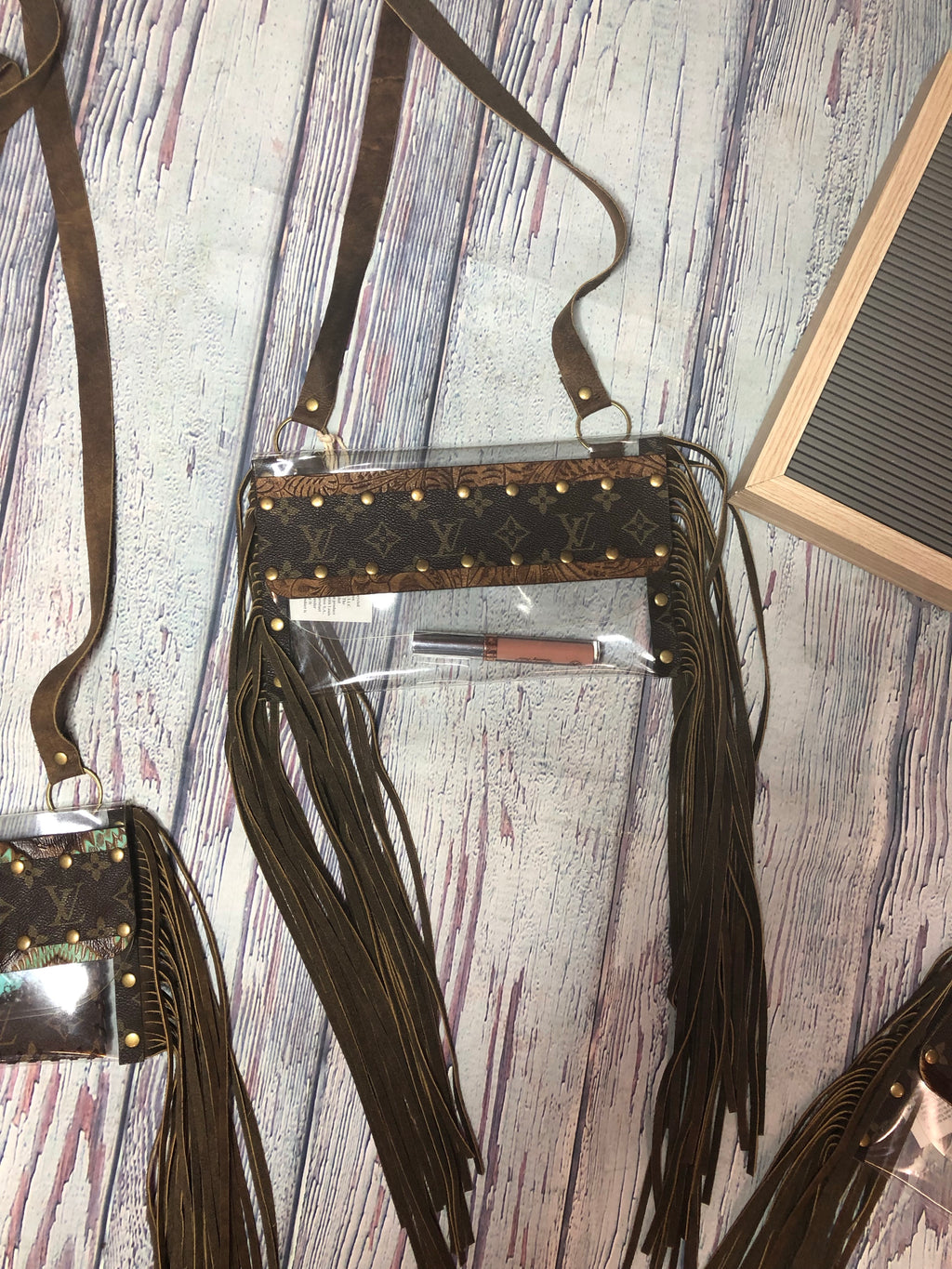 Clear fringe crossbody