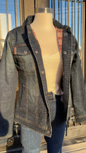 Load image into Gallery viewer, “ Gianna “ | WOMEN CINCH JACKET DENIM DARK WASH WITH AZTEC PRINT MAJ9878004