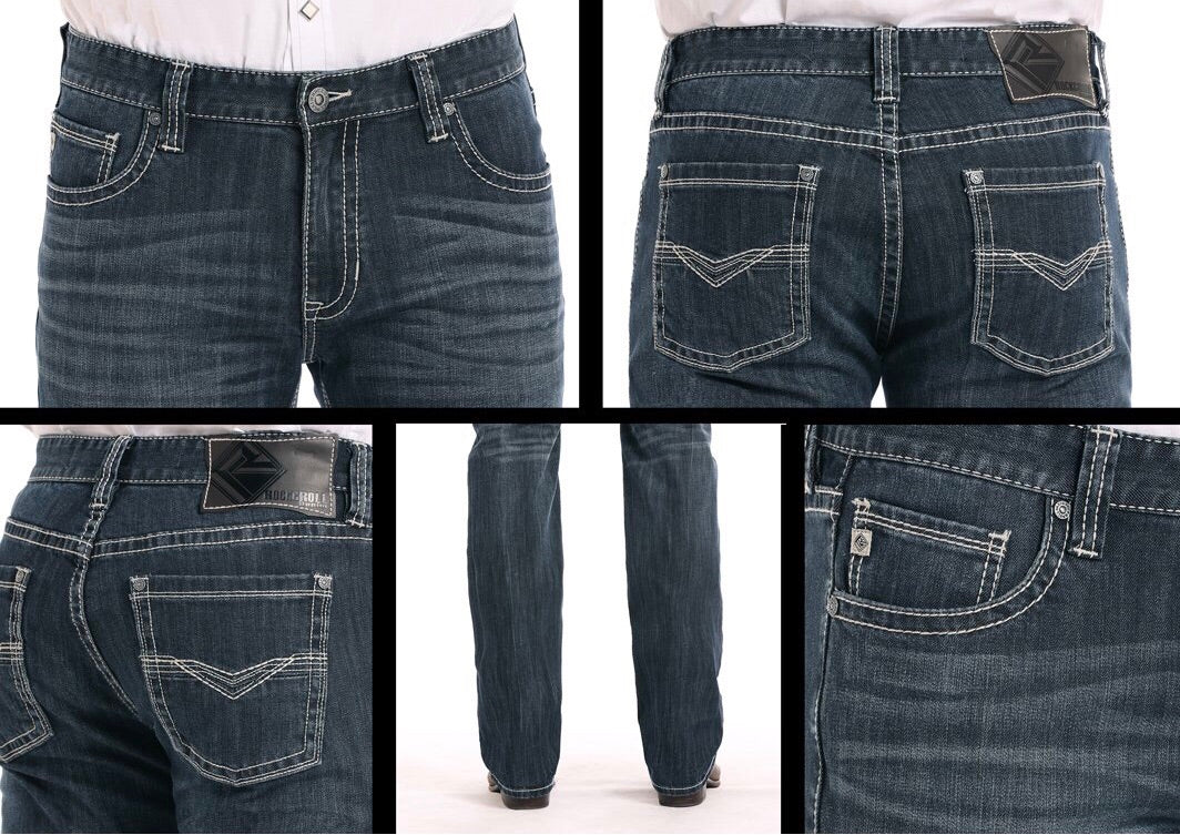 ROCK & ROLL COWBOY MEN'S REFLEX REVOLVER DARK WASH SLIM STRAIGHT LEG