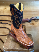 Load image into Gallery viewer, BR BOOTS: ORIGINAL OSTRISH COGNAC SQUARE TOE BOOT
