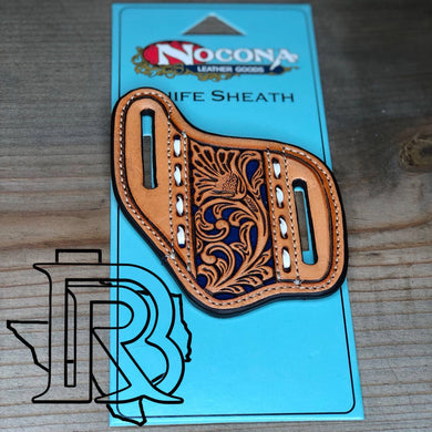 Nocona Leather Knife Sheath -Natural Color and Blue