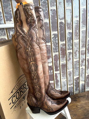 WOMEN’S CORRAL BOOT | Tan With Rustic Finish (C3704)