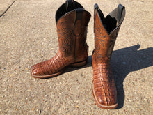 Load image into Gallery viewer, CAIMAN TAIL ORIGNAL | TAN SQUARE TOE MEN SQUARE TOE BOOTS