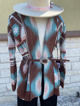 Load image into Gallery viewer, WOMENS AZTEC CARDIGAN BROWN ROCK &amp; ROLL | RRWT95R03T