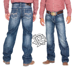 Rock & Roll Cowboy Men's Denim Stitch Double Barrel Straight Jeans M0S9255