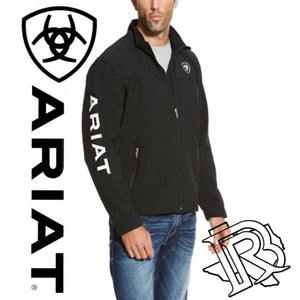 ARIAT |MENS BLACK Softshell Jacket WHITE LETTERS 10019279