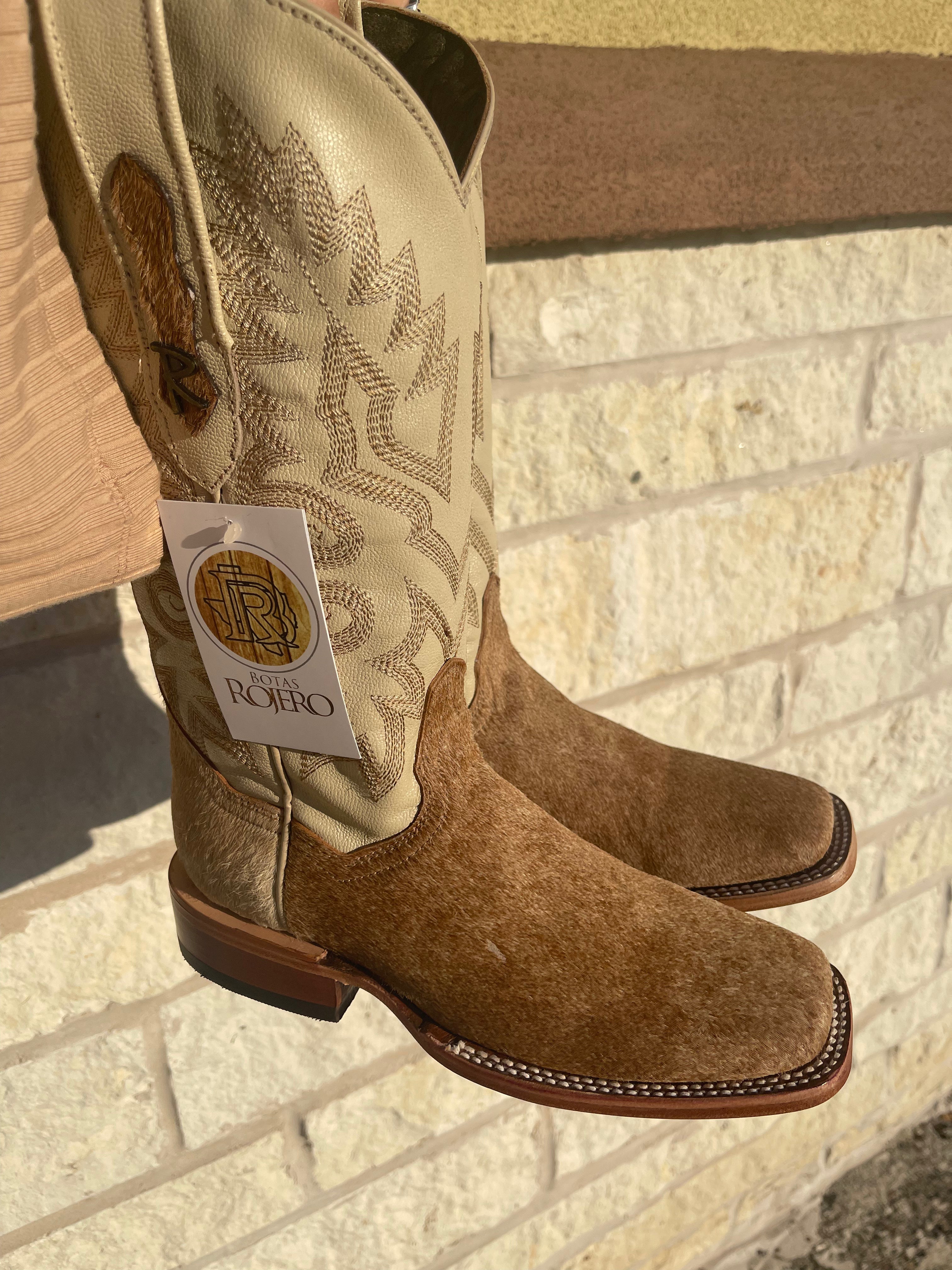 WOMEN COWHIDE BOOTS | SQUARE TOE BROWN COWHIDE