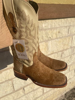 WOMEN COWHIDE BOOTS | SQUARE TOE BROWN COWHIDE
