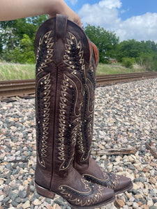 “ Isella “ Chocolate  | Women Western Tall Boots style vd0028