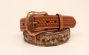 NACONA BELT 1-1/2" Wide Genuine Calf Hair Strap  Rhinestones  N2412508