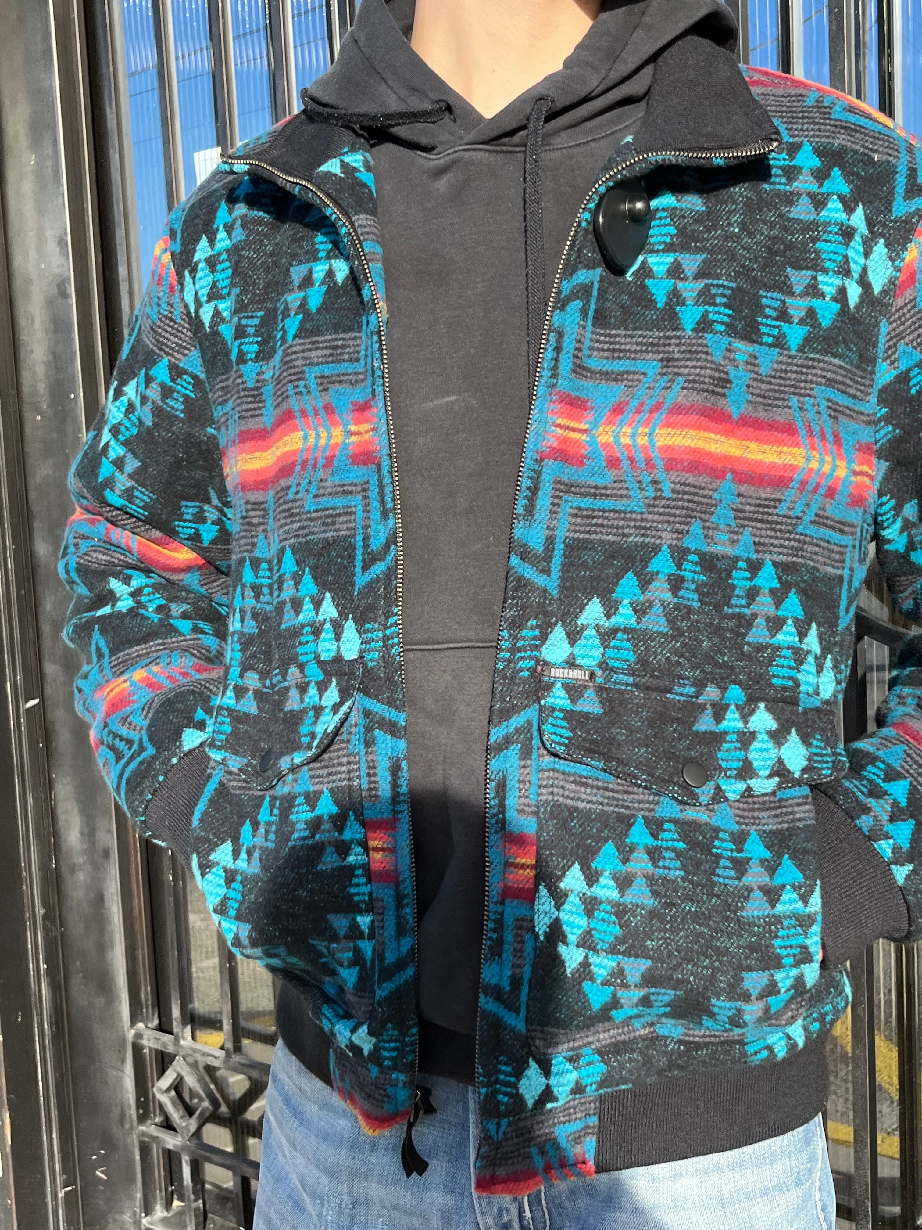 “ Fernando “ | Rock&Roll Cotton Aztec Bomber Coat Outerwear |RRMO92RZX4