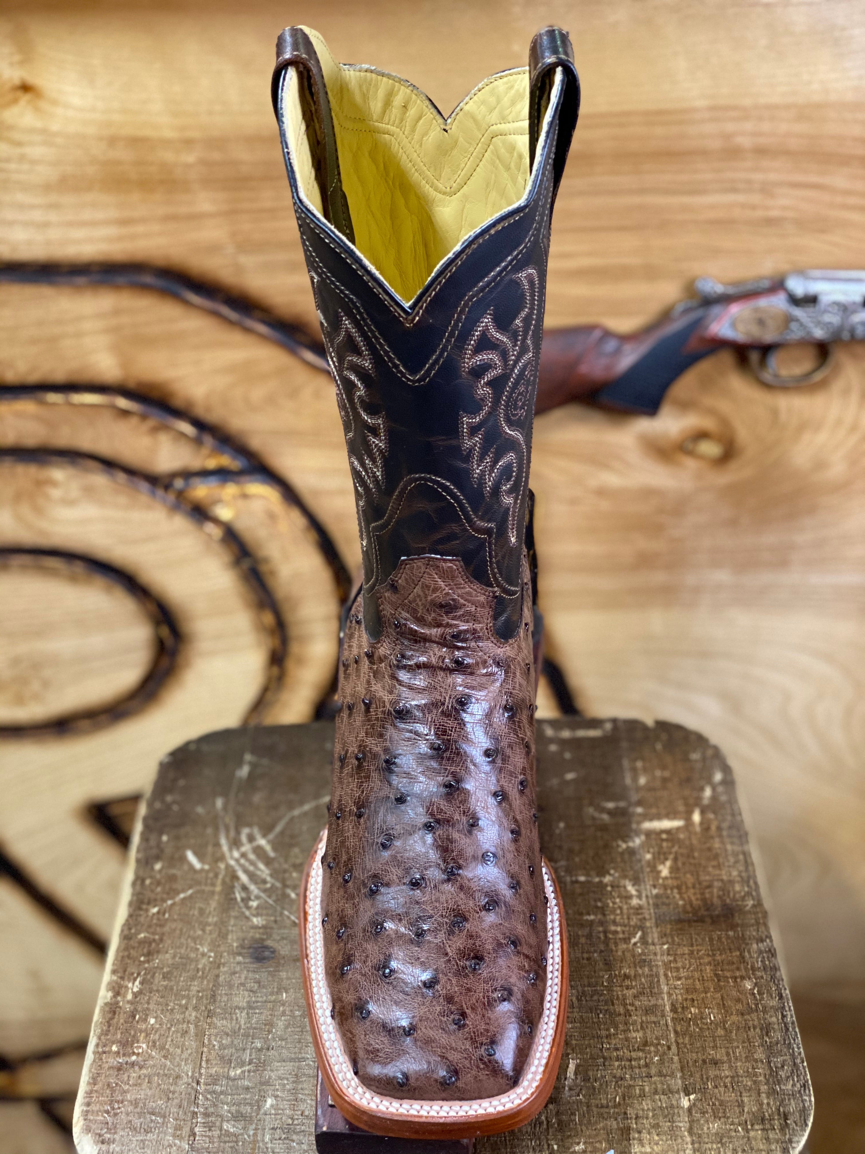 BR BOOTS: OSTRISH BRUCCIATO TOBACO (avestruz brucciato tobaco)