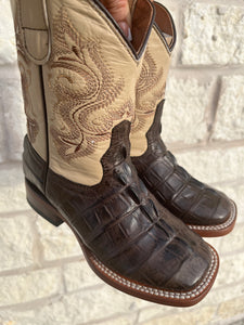 KIDS CAIMAN PRINT | BROWN SQUARE TOE BOOTS