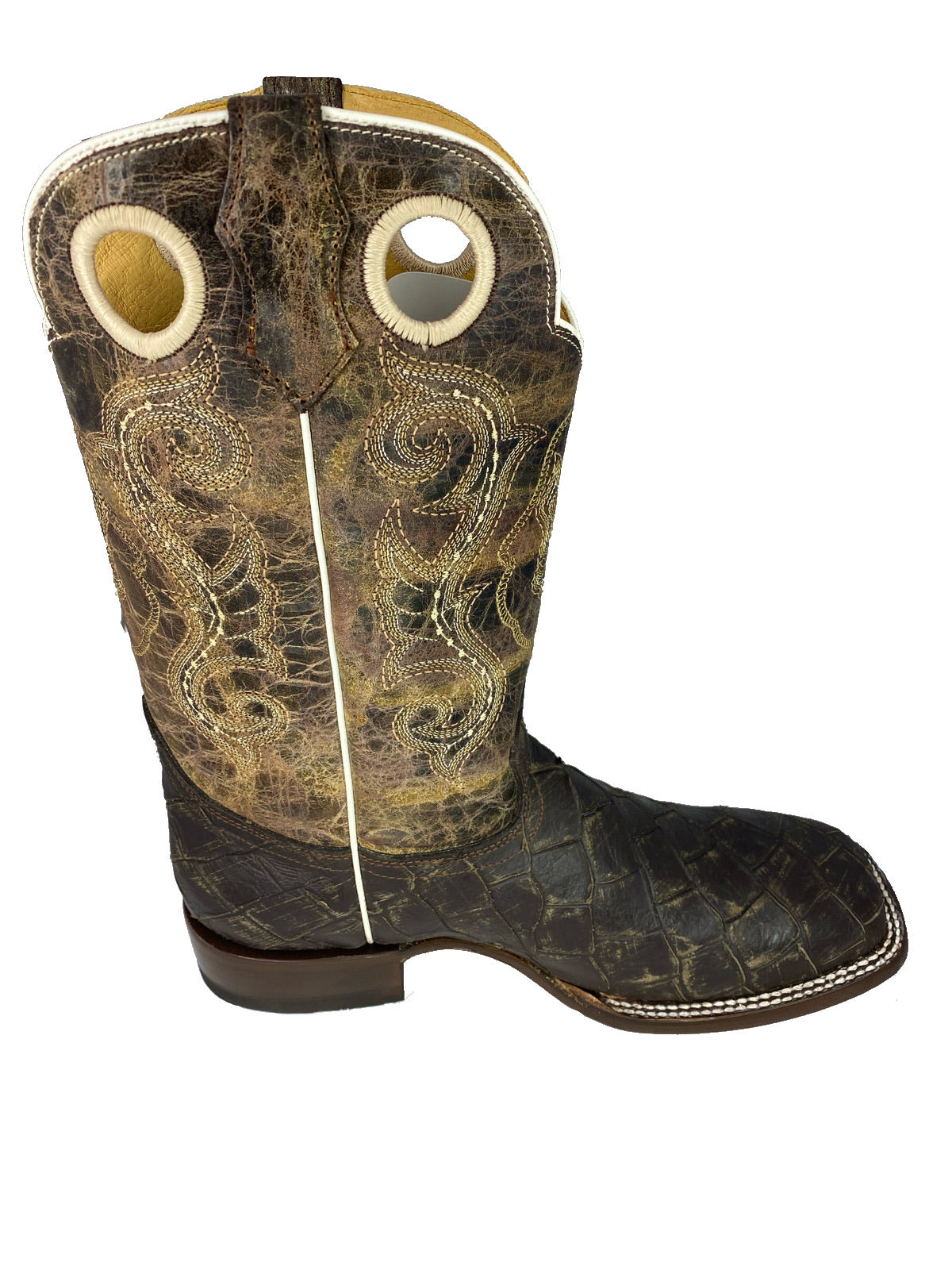 FISH BOOT DARK BROWN SQUARE TOE PRINT