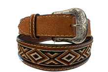 Load image into Gallery viewer, RANGER BELT | EMBROIDERED DIAMOND X RUST TAN BROWN MEN BELT IFB-900