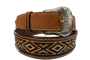 RANGER BELT | EMBROIDERED DIAMOND X RUST TAN BROWN MEN BELT IFB-900