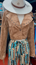Load image into Gallery viewer, “ Paulina “  | WOMEN BLAZER  JACKET TAN WITH FRINGE