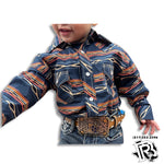 BOYS LONG SLEEVE AZTEC STRIPE SNAP PEACH SHIRT ROCK & ROLL | RRBSOSR08U