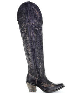 Women's Corral Boots | Matte Black with Rustic Finish E1506