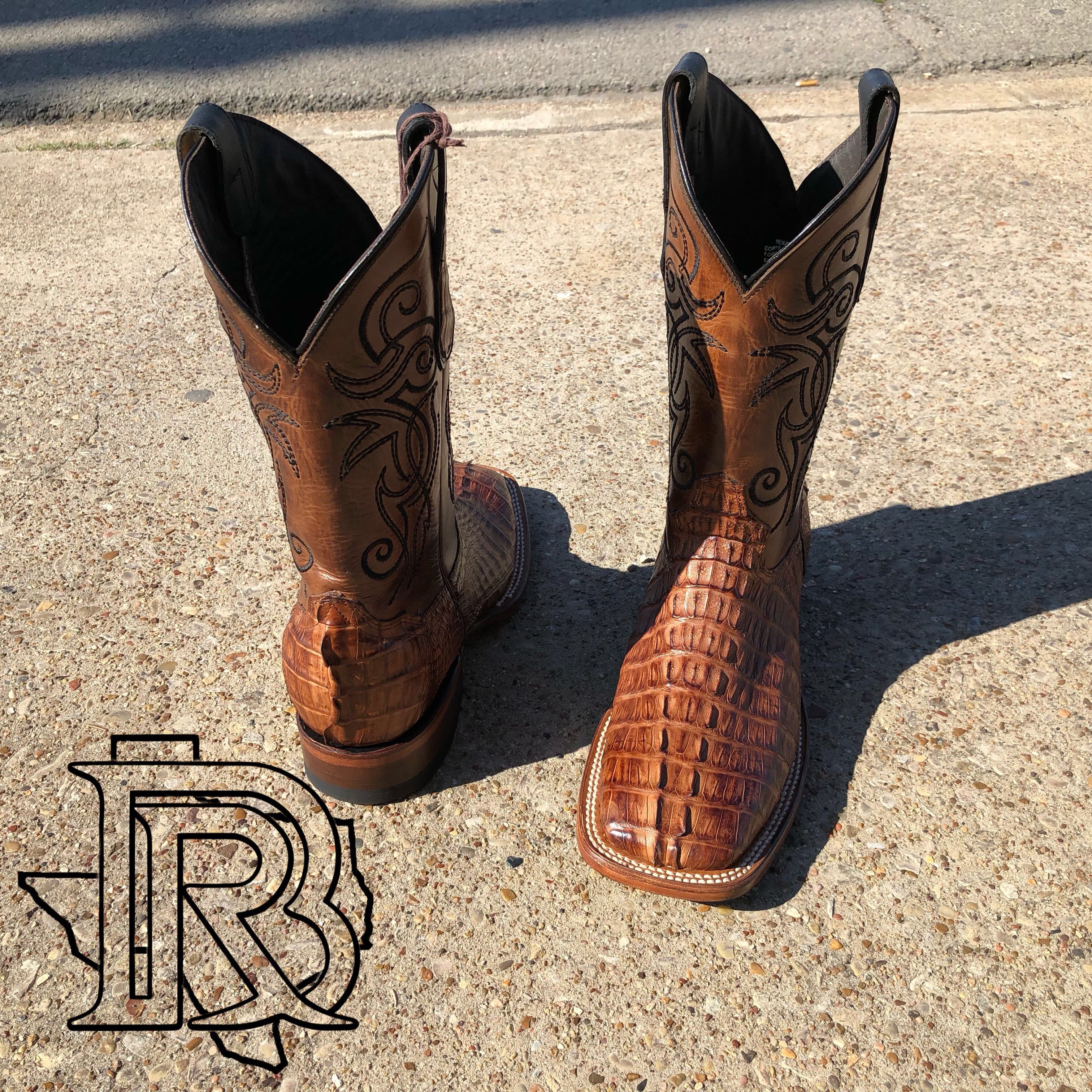 CAIMAN TAIL ORIGNAL | TAN SQUARE TOE MEN SQUARE TOE BOOTS