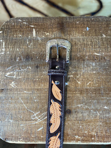 TWISTED X BELT | TOOLED LEATHER FEATHER  X-1032 FINAL SALE