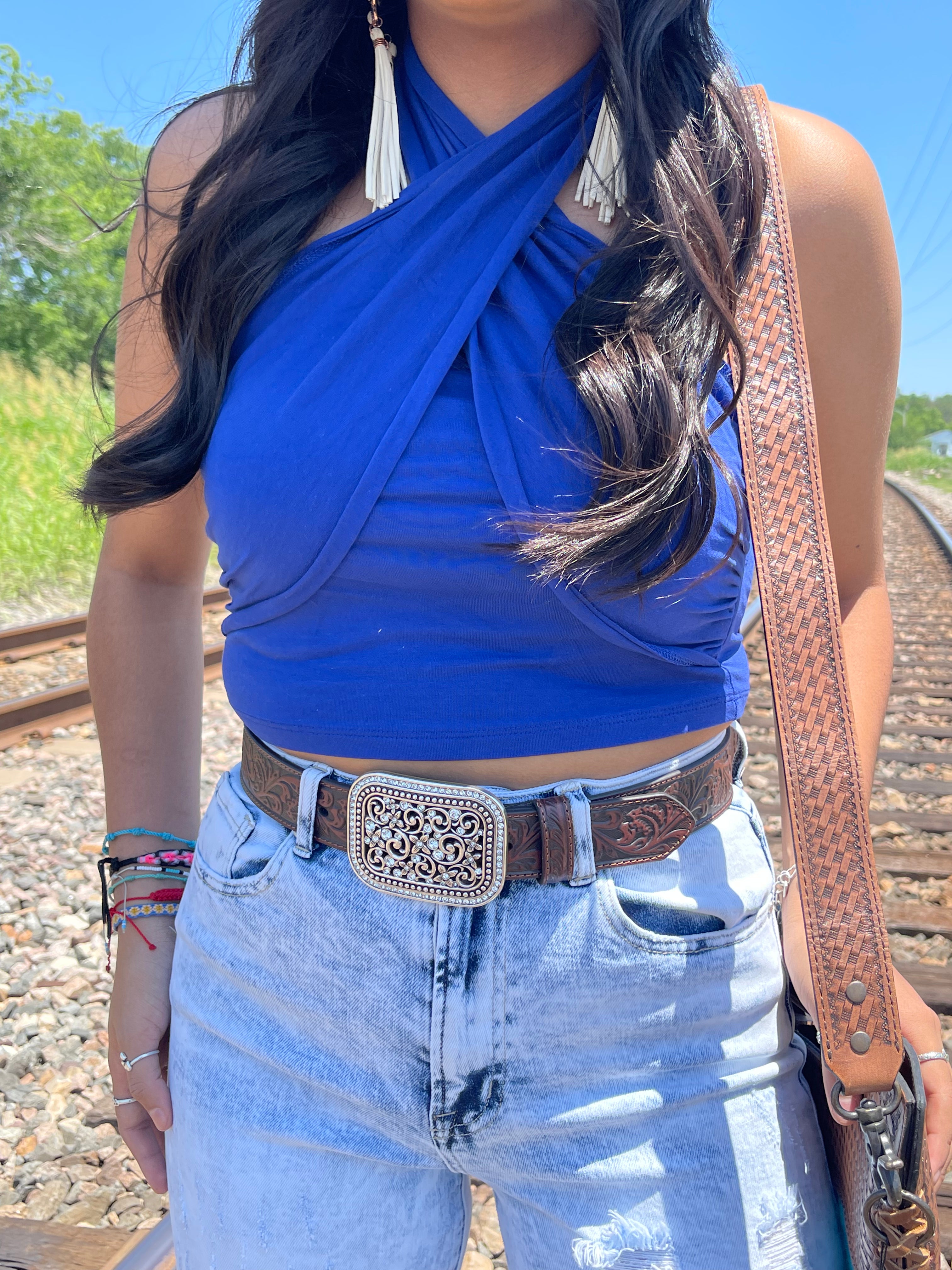 BLUE CROP TOP
